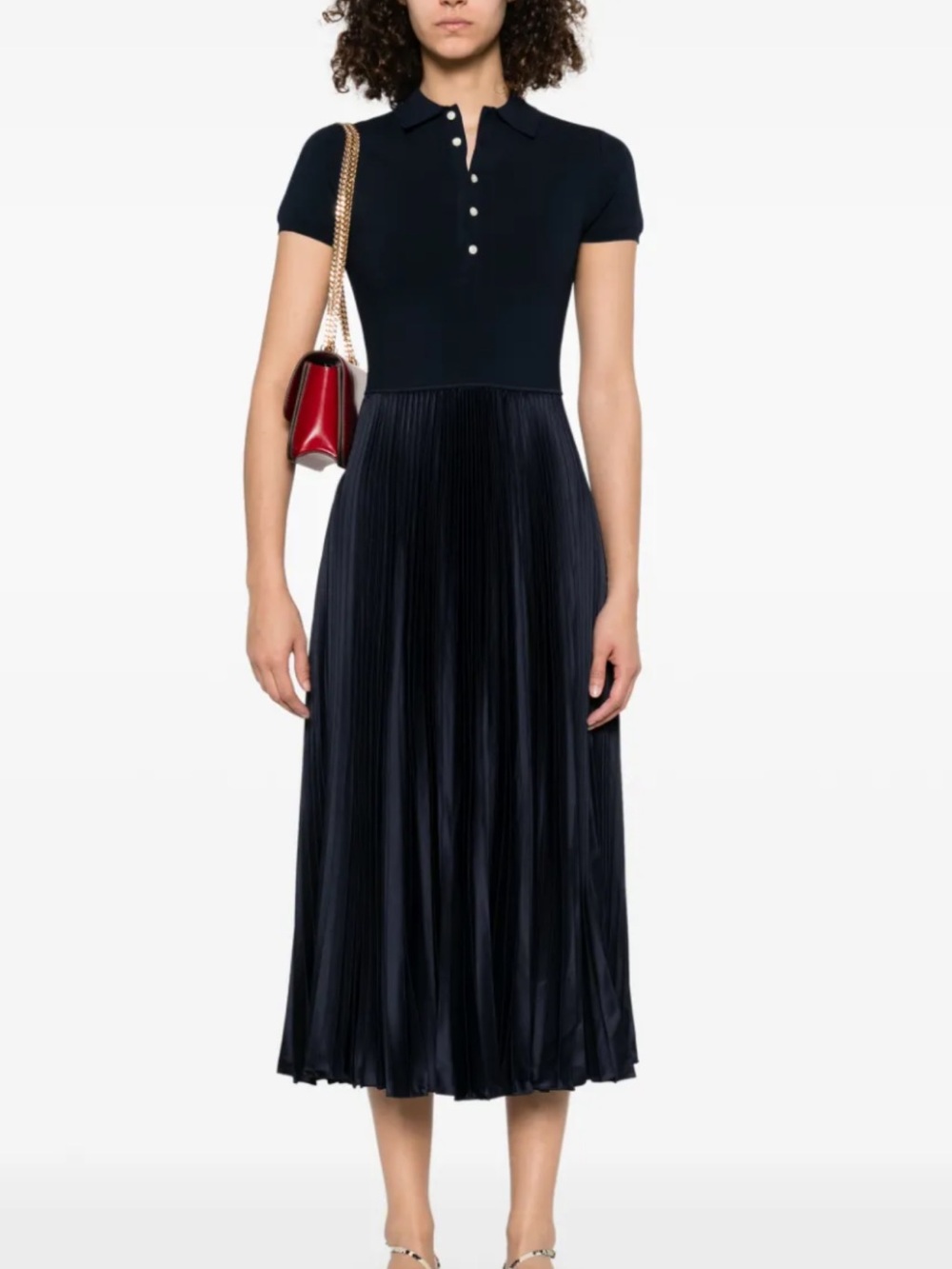 Polo by Ralph Lauren Navy Pleated Polo Midi Skirt Dress